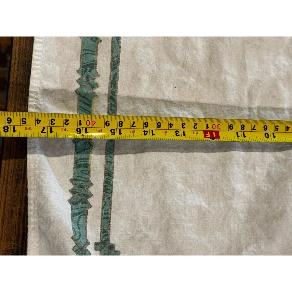 Vintage Christian Dior Tablecloth‎ 60x96 White Green Rectangular Cotton France